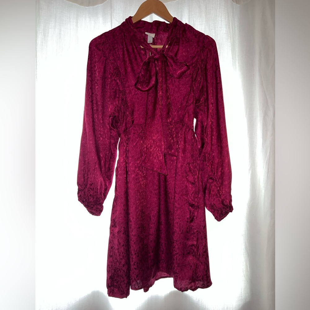 A New Day Long Sleeve Tie Neck Dress